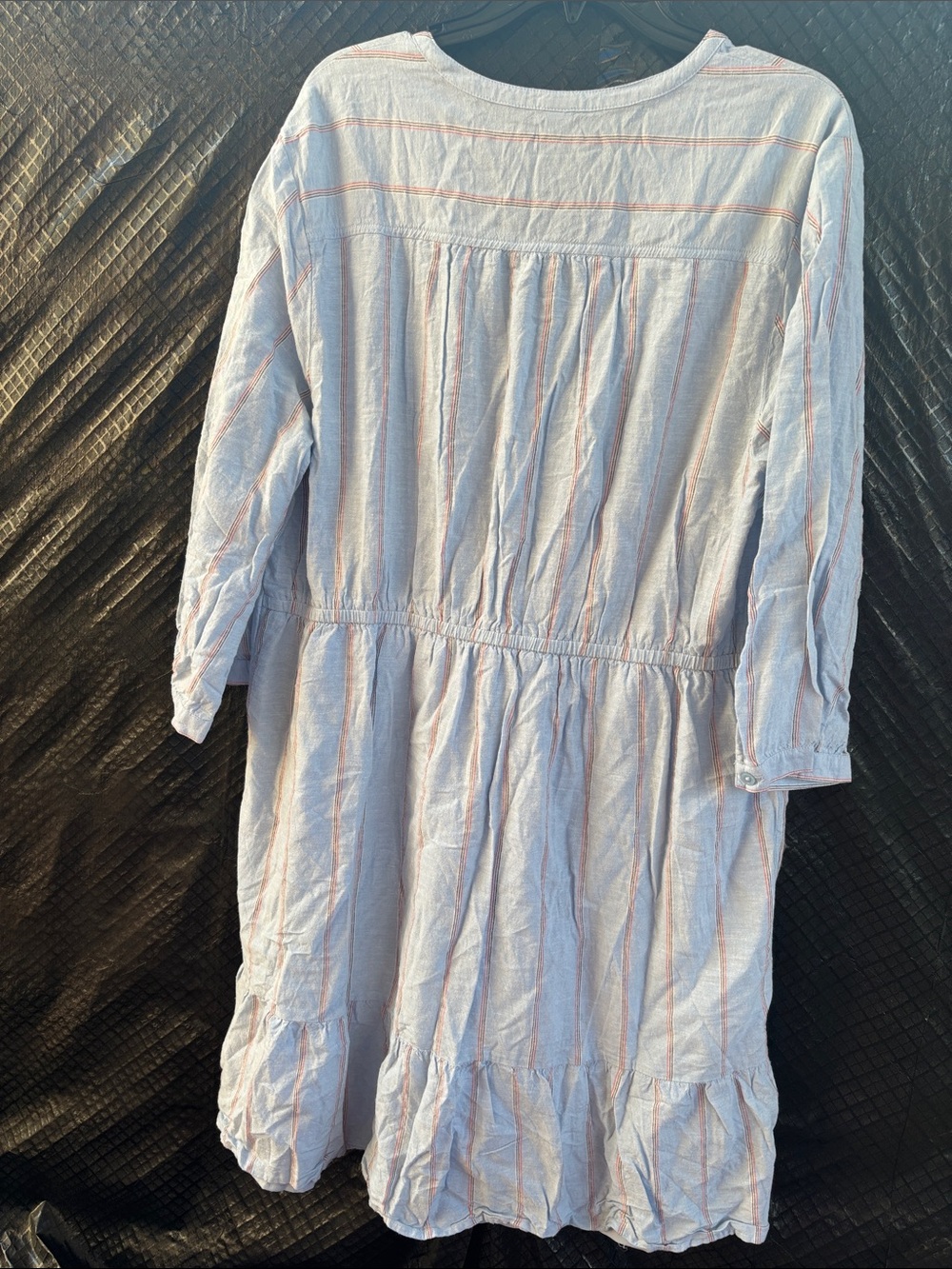 Old Navy Light Blue and Coral Striped Button-Front Dress - Picture 6 of 9
